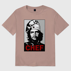 Футболка оверсайз женская Че Гевара - шеф повар, цвет: пыльно-розовый