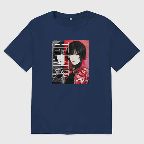 Женская футболка оверсайз Winter K-pop / Тёмно-синий – фото 1