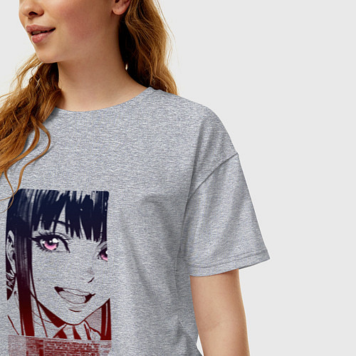 Женская футболка оверсайз Улыбчивая девушка / Меланж – фото 3