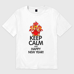 Футболка оверсайз женская Сохраняй спокойствие и с новым годом, цвет: белый