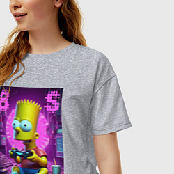 Футболка оверсайз женская Bart Simpson - cool gamer, цвет: меланж — фото 2