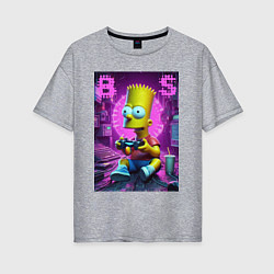 Футболка оверсайз женская Bart Simpson - cool gamer, цвет: меланж