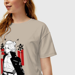 Футболка оверсайз женская Токийские мстители Мандзиро, цвет: миндальный — фото 2