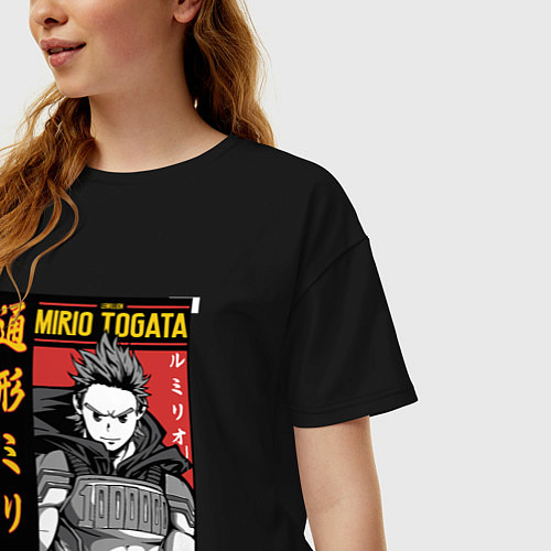 Женская футболка оверсайз Моя геройская академия Mirio Togata / Черный – фото 3