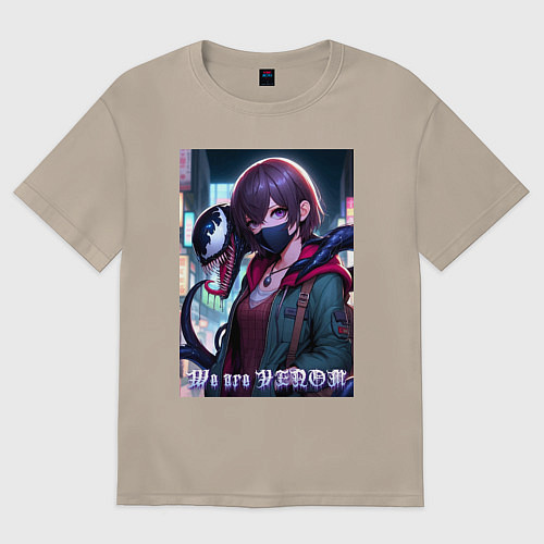 Женская футболка оверсайз We are Venom - meme / Миндальный – фото 1