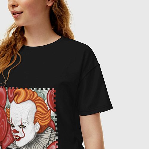 Женская футболка оверсайз Пиксельный Пеннивайз / Черный – фото 3