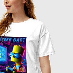 Футболка оверсайз женская Cyber Bart is an avid gamer, цвет: белый — фото 2