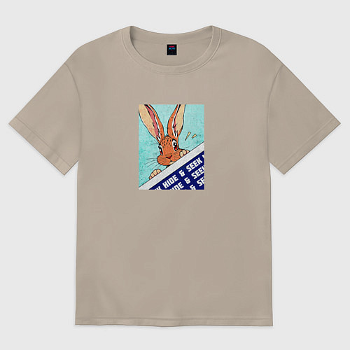 Женская футболка оверсайз Hide and seek / Миндальный – фото 1