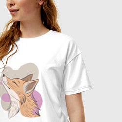 Футболка оверсайз женская Лиса с улыбающимся выражением морды, цвет: белый — фото 2