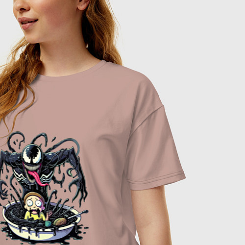 Женская футболка оверсайз Morty and Venom slime - ai art fantasy / Пыльно-розовый – фото 3