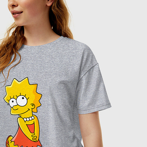 Женская футболка оверсайз Lisa Simpson / Меланж – фото 3