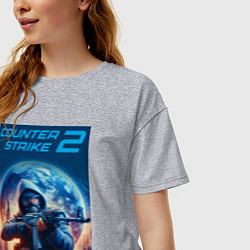 Футболка оверсайз женская Counter Strike 2 - shooter, цвет: меланж — фото 2
