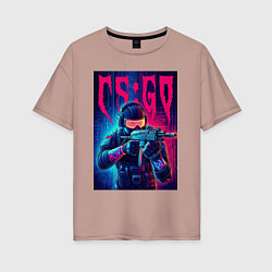 Женская футболка оверсайз Counter Strike go - neon glow