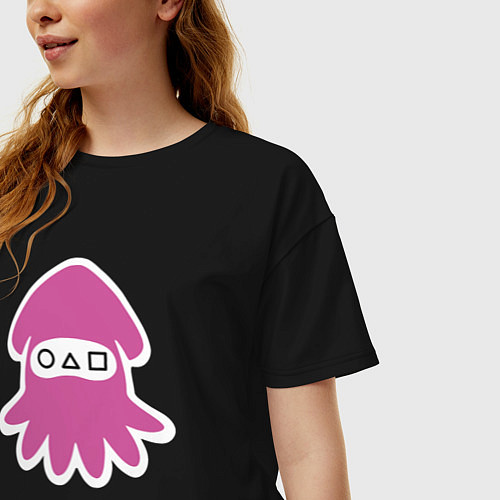 Женская футболка оверсайз Кальмарчик / Черный – фото 3