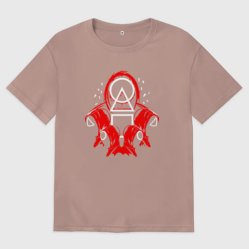 Женская футболка оверсайз Солдаты игры в кальмара / Пыльно-розовый – фото 1