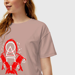 Футболка оверсайз женская Солдаты игры в кальмара, цвет: пыльно-розовый — фото 2