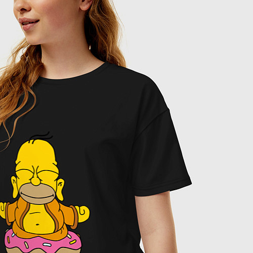 Женская футболка оверсайз Homer yoga / Черный – фото 3