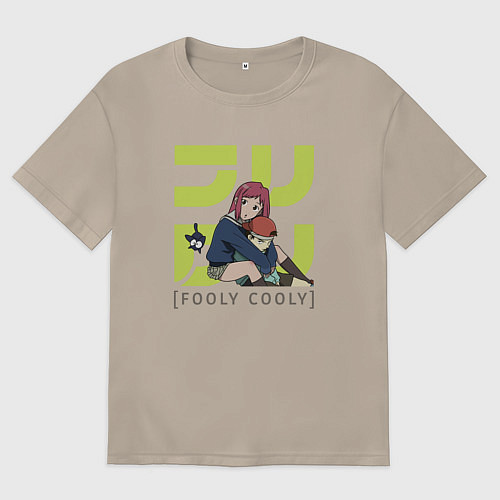 Женская футболка оверсайз FLCL / Миндальный – фото 1