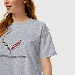 Футболка оверсайз женская Chevrolet Corvette - racing team, цвет: меланж — фото 2