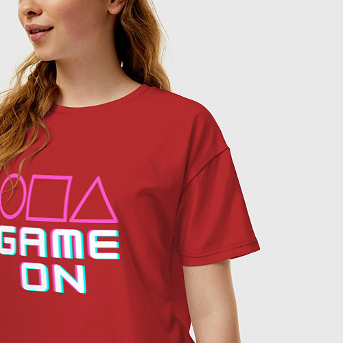 Женская футболка оверсайз Squid game on / Красный – фото 3