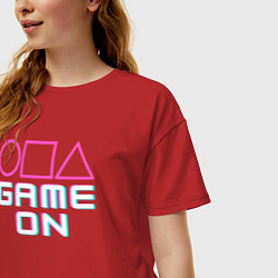 Футболка оверсайз женская Squid game on, цвет: красный — фото 2