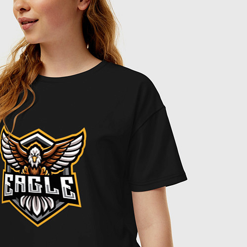 Женская футболка оверсайз Eagle team / Черный – фото 3
