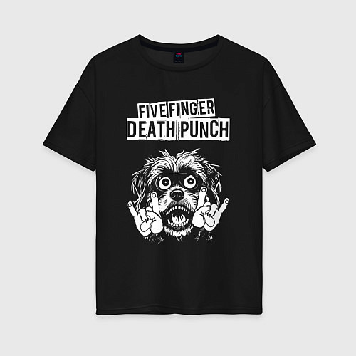 Женская футболка оверсайз Five Finger Death Punch rock dog / Черный – фото 1