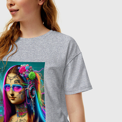 Женская футболка оверсайз The Gioconda of our days is eclectic / Меланж – фото 3