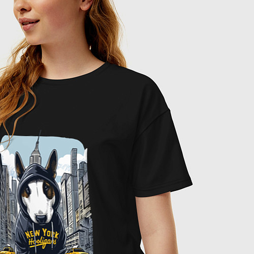 Женская футболка оверсайз Булли - нью-йоркский хулиган / Черный – фото 3