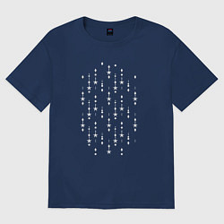 Футболка оверсайз женская Паттерн цепочки звёздочки белые, цвет: тёмно-синий