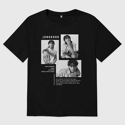 Женская футболка оверсайз Jungkook bts black-white / Черный – фото 1