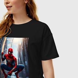 Футболка оверсайз женская Spider Man на страже справедливости, цвет: черный — фото 2