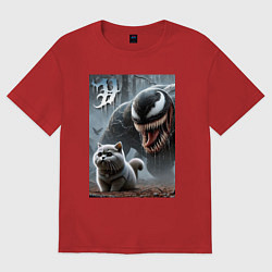 Женская футболка оверсайз Venom wants to move into a purebred cat