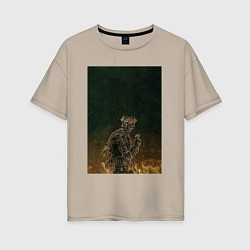 Футболка оверсайз женская Dark souls рыцарь, цвет: миндальный