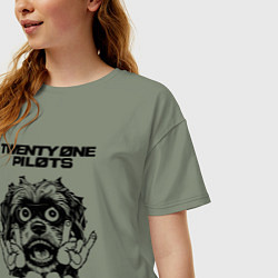 Футболка оверсайз женская Twenty One Pilots - rock dog, цвет: авокадо — фото 2