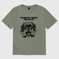 Футболка оверсайз женская Twenty One Pilots - rock dog, цвет: авокадо
