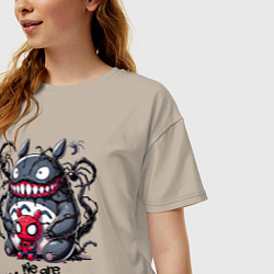 Футболка оверсайз женская Totoro-Venom and Spider-man, цвет: миндальный — фото 2