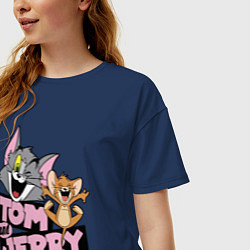 Футболка оверсайз женская Tom and Jerry, цвет: тёмно-синий — фото 2