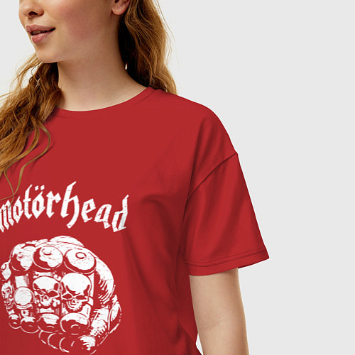Женская футболка оверсайз Motorhead - iron fist / Красный – фото 3