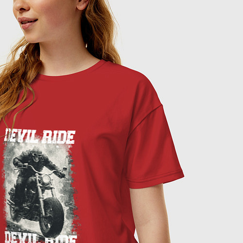 Женская футболка оверсайз Devil ride / Красный – фото 3
