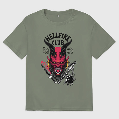 Женская футболка оверсайз Hellfire club demon / Авокадо – фото 1