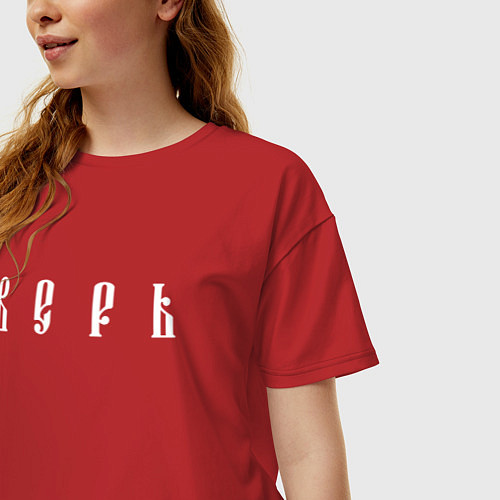 Женская футболка оверсайз Верь / Красный – фото 3