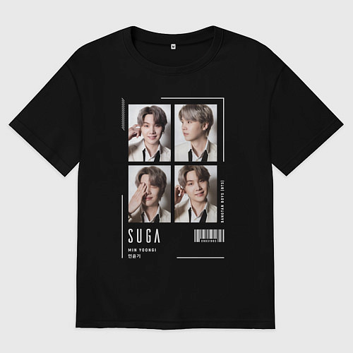 Женская футболка оверсайз Yoongi bts 4cut / Черный – фото 1