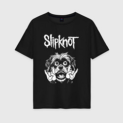 Футболка оверсайз женская Slipknot rock dog, цвет: черный