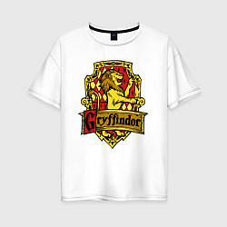 Футболка оверсайз женская Hogwarts - gryffindor logo, цвет: белый
