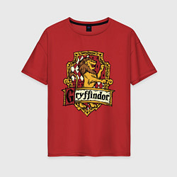 Футболка оверсайз женская Hogwarts - gryffindor logo, цвет: красный