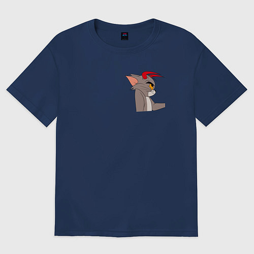 Женская футболка оверсайз Том демон кот / Тёмно-синий – фото 1