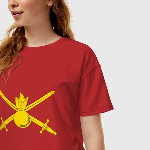 Женская футболка оверсайз Сухопутные войска: эмблема / Красный – фото 3