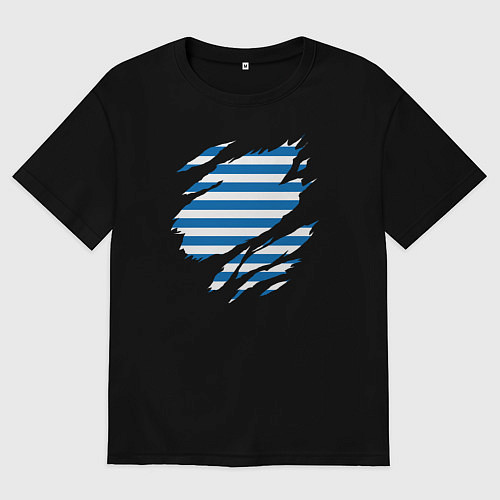 Женская футболка оверсайз Порванная тельняшка / Черный – фото 1