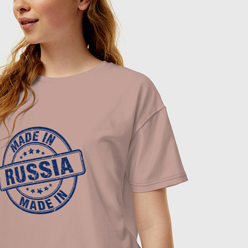 Женская футболка оверсайз Сделан в России / Пыльно-розовый – фото 3